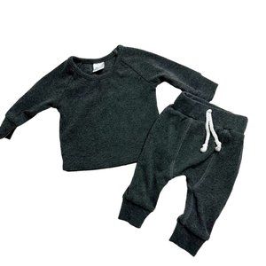 Little One Shop 3mo Gray Ribbed Cotton Set